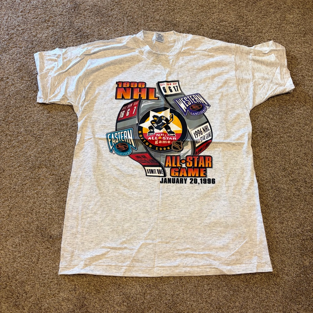 Vintage Nhl AllStar Game 1996 Mens Gray TShirt Size Large